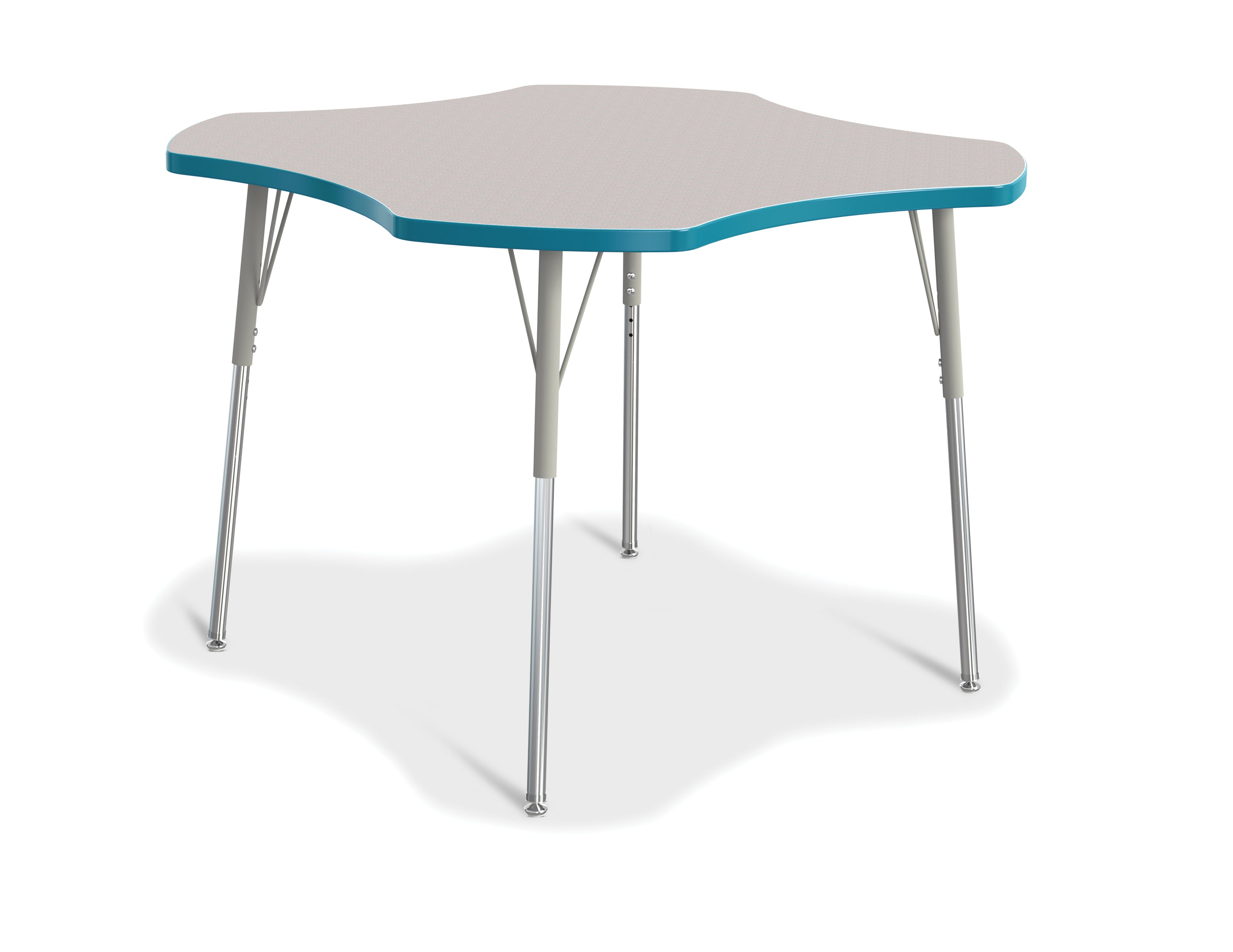 Berries® Four Leaf Activity Table, A-height - Freckled Gray/Teal/Gray