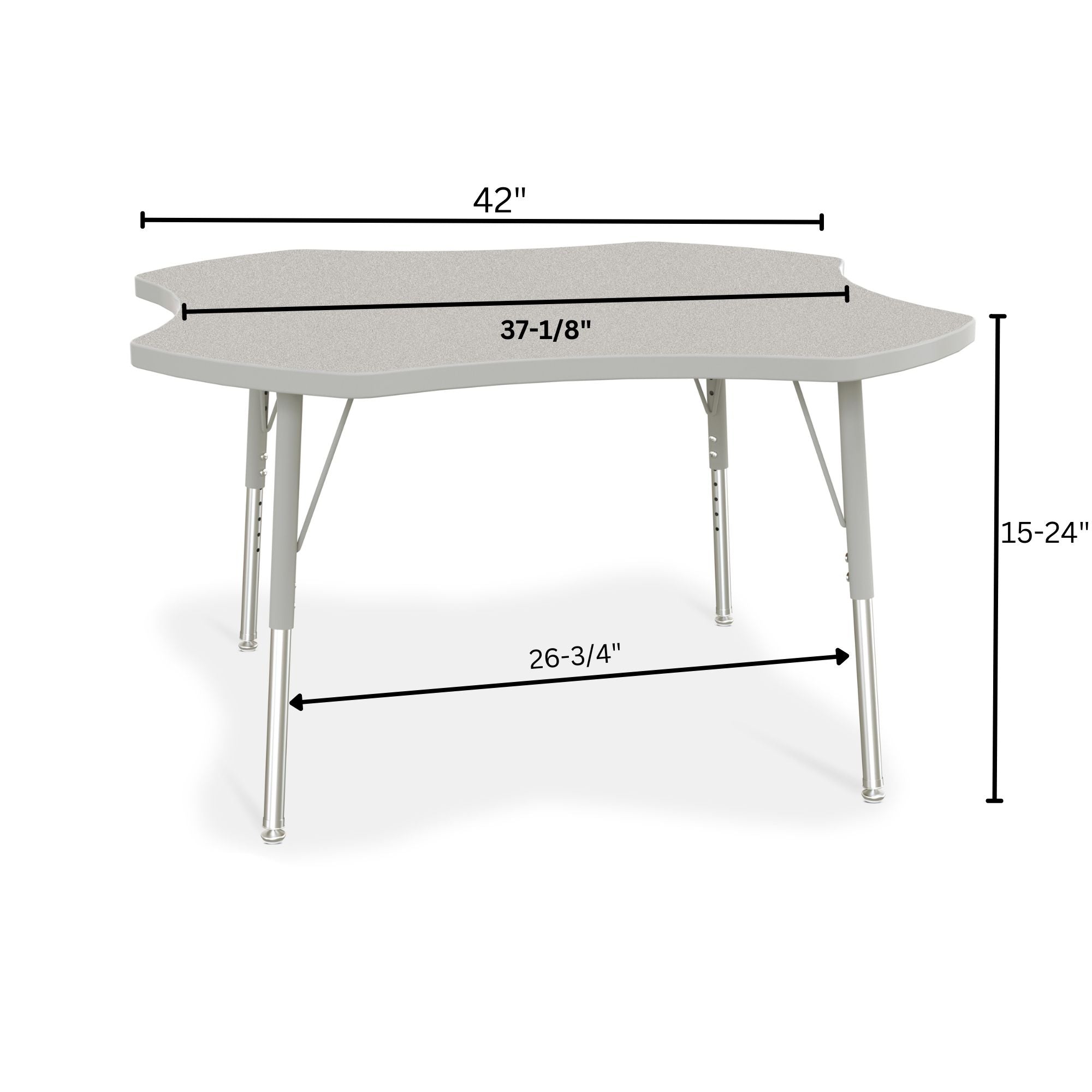 Berries® Four Leaf Activity Table, E-height - Freckled Gray/Gray/Gray