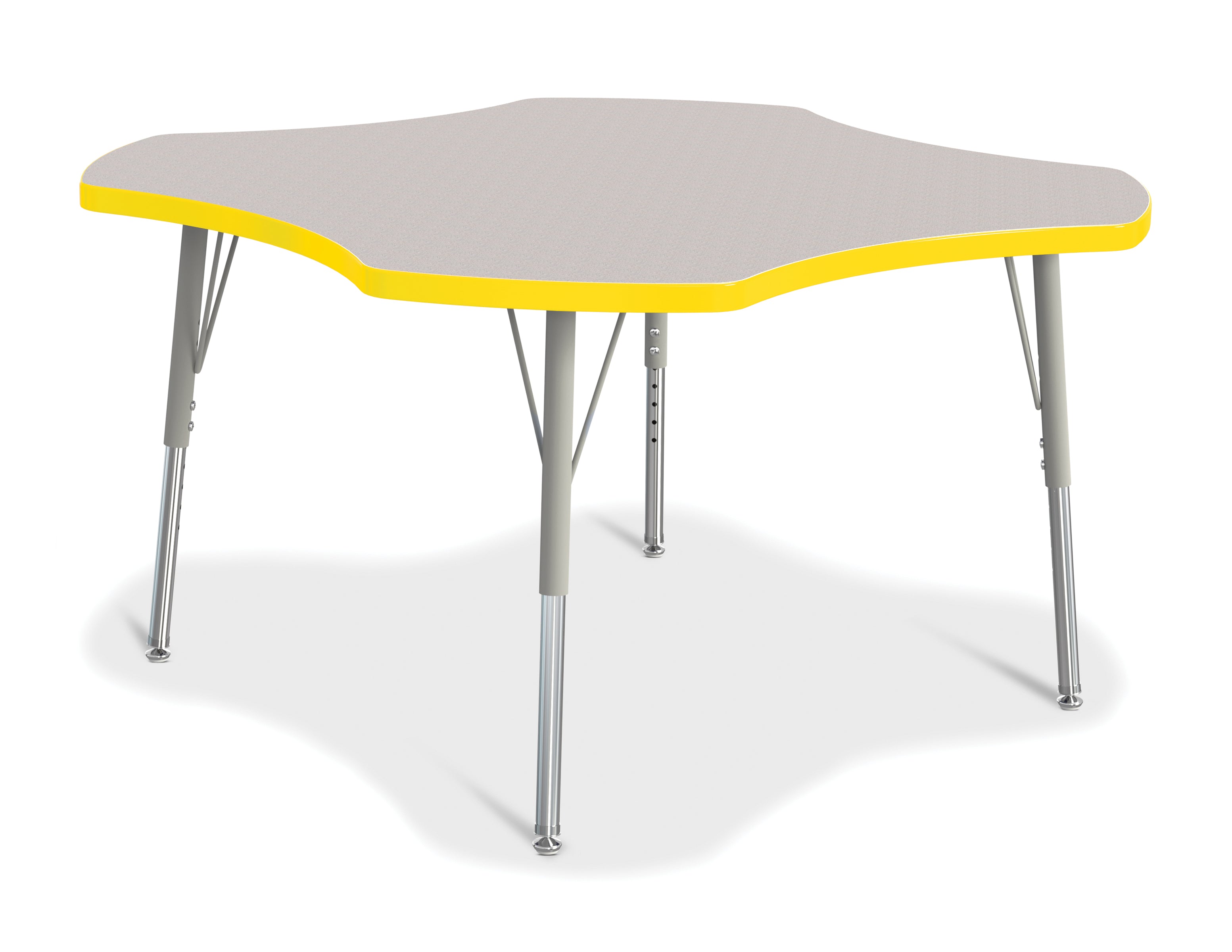 Berries® Four Leaf Activity Table, E-height - Freckled Gray/Yellow/Gray