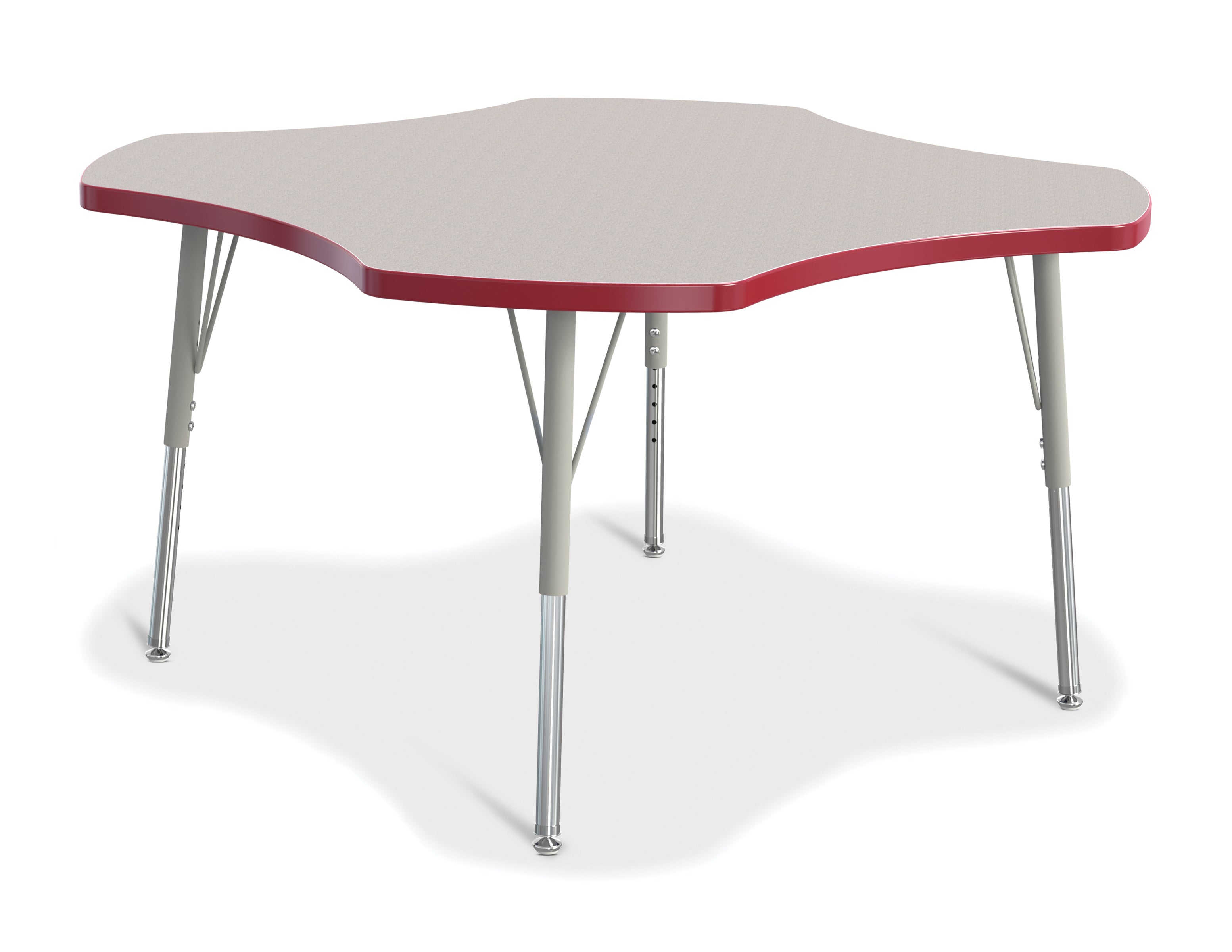 Berries® Four Leaf Activity Table, E-height - Freckled Gray/Red/Gray