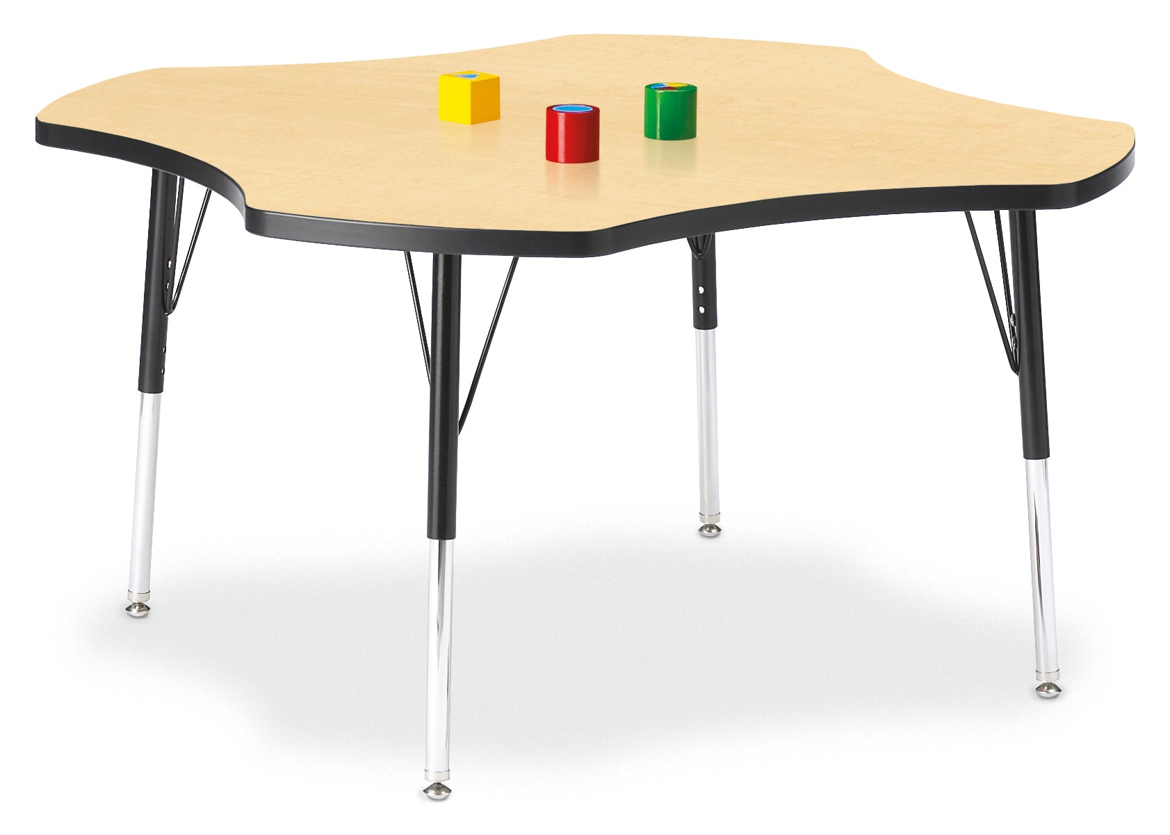 Berries® Four Leaf Activity Table, E-height - Maple/Black/Black
