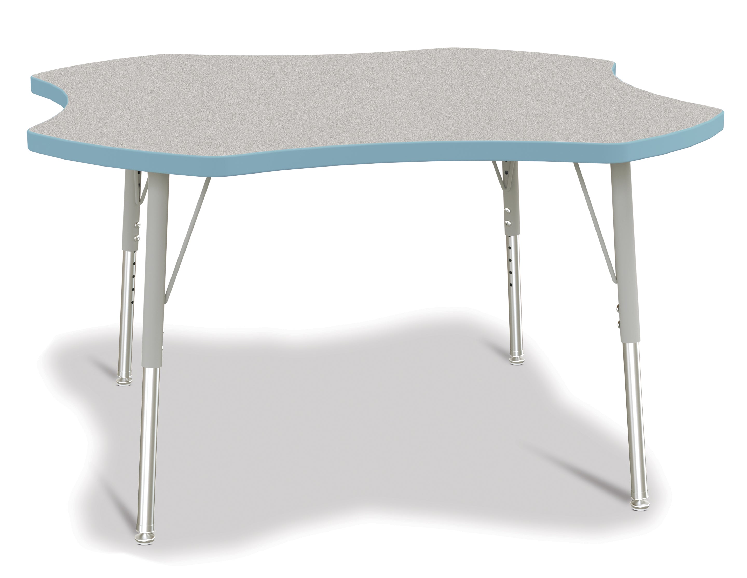 Berries® Four Leaf Activity Table, E-height - Freckled Gray/Coastal Blue/Gray