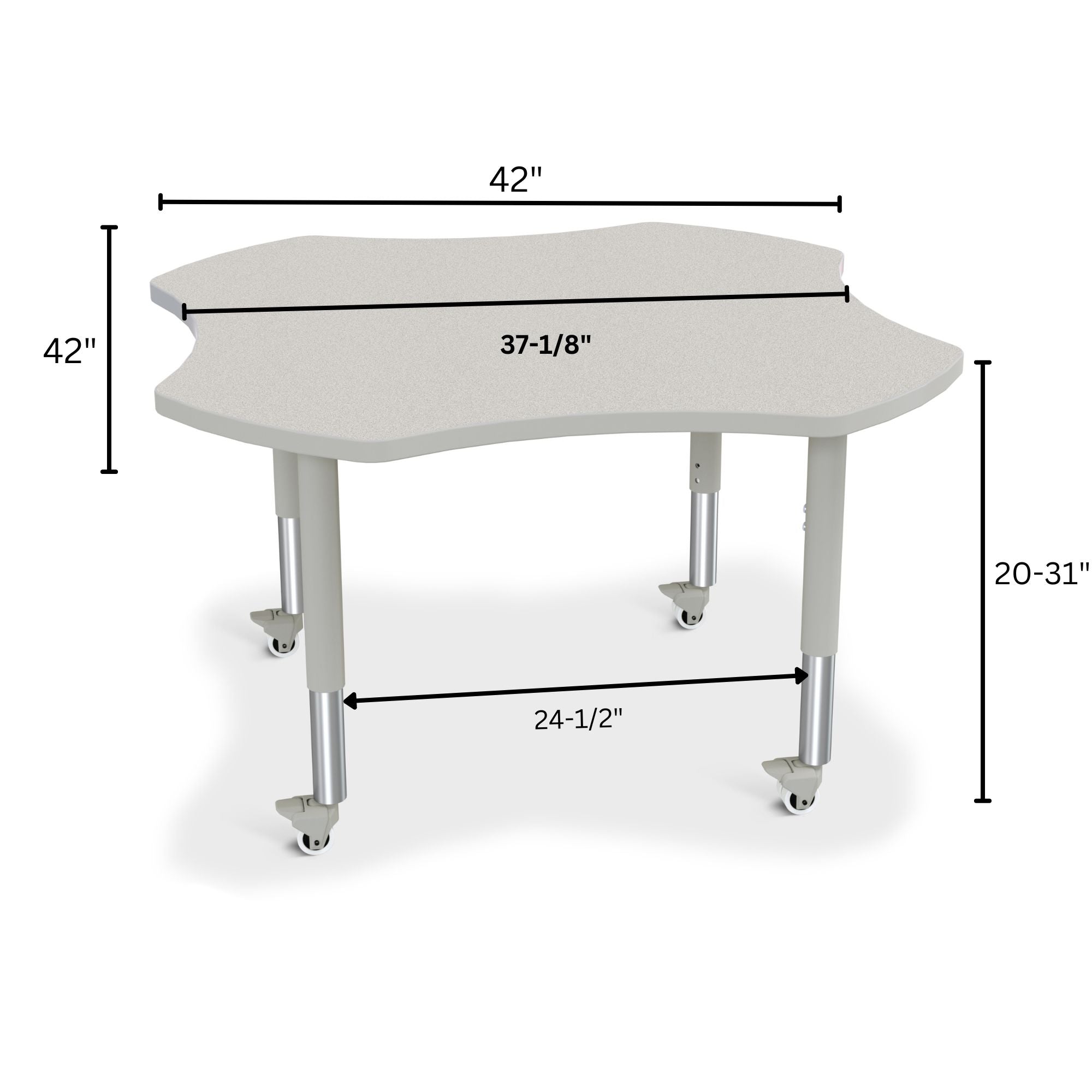 Berries® Four Leaf Activity Table, Mobile - Freckled Gray/Gray/Gray