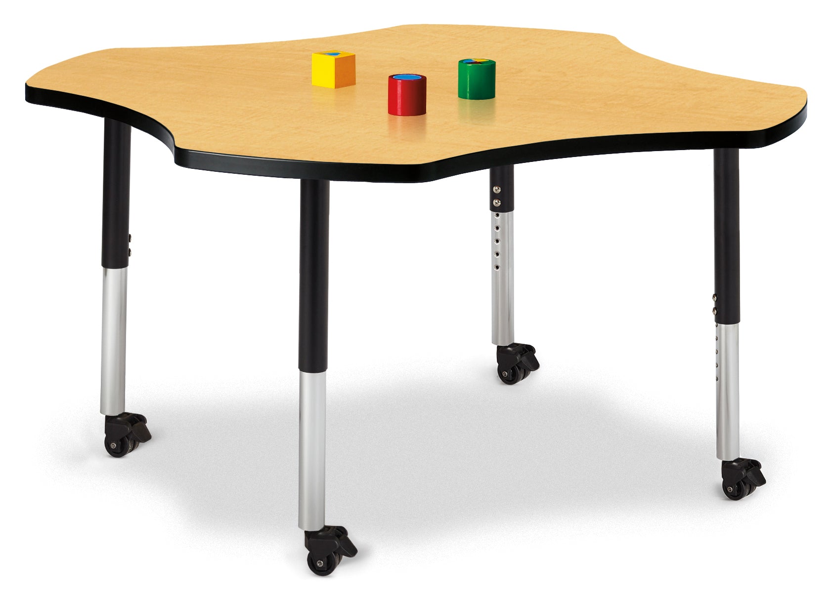 Berries® Four Leaf Activity Table, Mobile - Maple/Black/Black