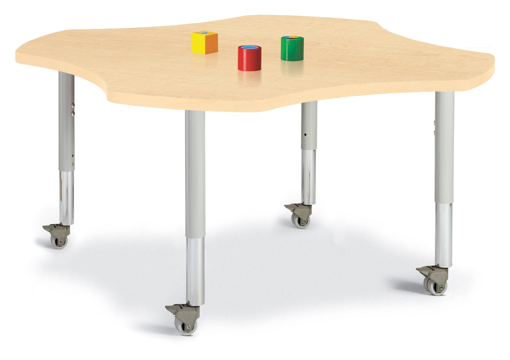 Berries® Four Leaf Activity Table, Mobile - Maple/Maple/Gray