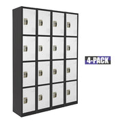 Large 4 Door Locker – Black Body With White Doors 4-Pack