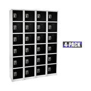 72 in. x 12 in. x 12 in. 6-Compartment Steel Tier Key Lock Storage Locker in Black 4 Pack