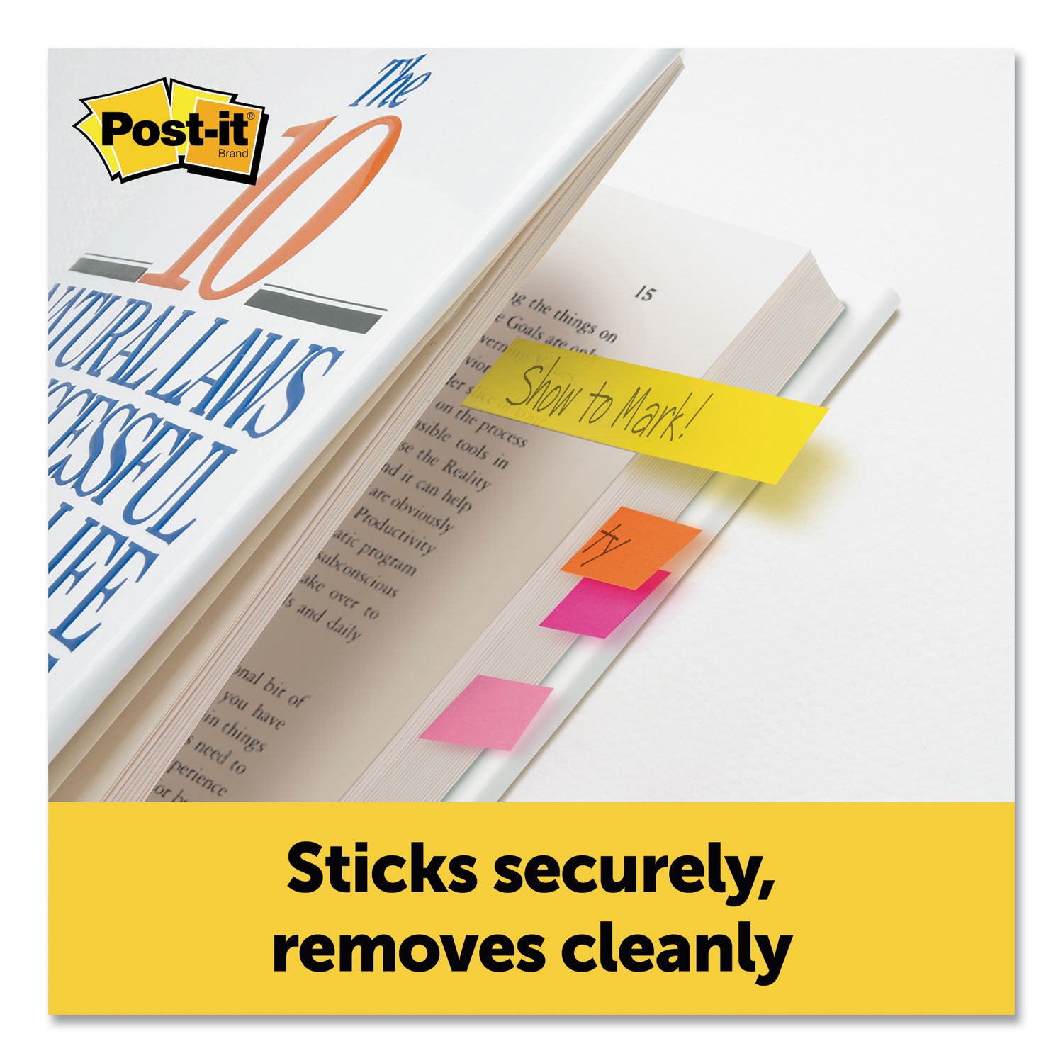 Post-it&reg; Page Markers - 1/2" Flag/Note Width x 2" Flag/Note Length - Rectangle - 100 Sheets per Pad - Unruled - Bright Assorted - Paper - Removable, Self-adhesive - 1 Pack