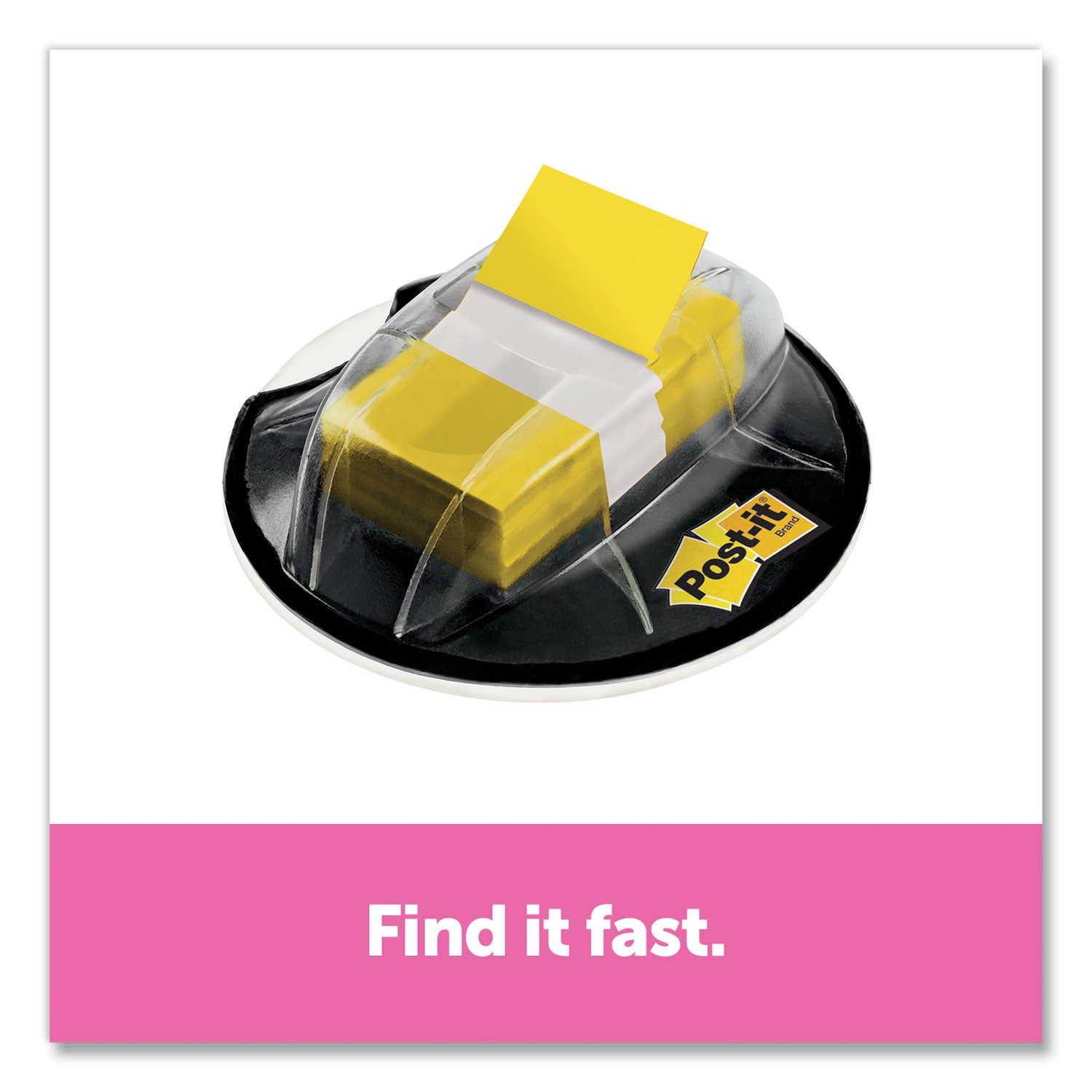 Post-it&reg; Flags in Desk Grip Dispenser - 200 - 1" Flag/Note Width x 1 3/4" Flag/Note Length - Rectangle - Unruled - Yellow - Removable, Self-adhesive - Dispenser Included - 200 / Pack