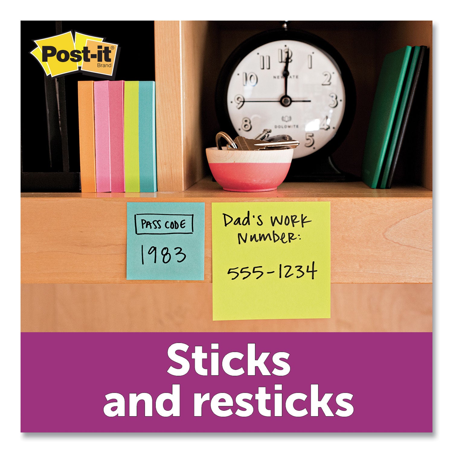 Post-it Super Sticky Notes, Supernova Neons Color Collection, 2" x 2", 720 Multicolor Notes, 90 Sheets per Pad, Aqua Splash, Acid Lime, Tropical Pink, Iris Infusion, Self-adhesive, Recyclable, 1 Pack