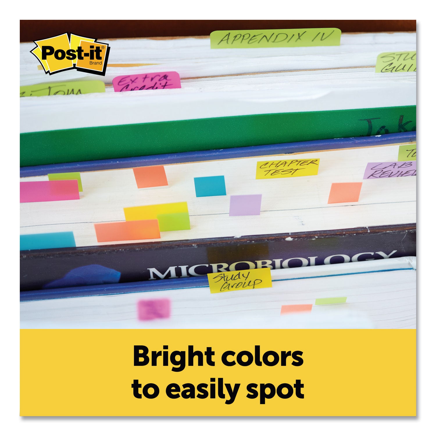Post-it&reg; Page Markers - 1/2" Flag/Note Width x 2" Flag/Note Length - Rectangle - 100 Sheets per Pad - Unruled - Bright Assorted - Paper - Removable, Self-adhesive - 1 Pack
