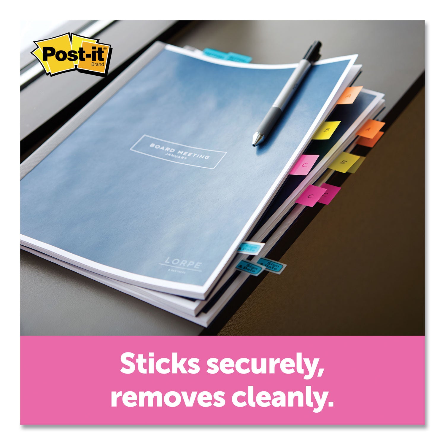 Post-it&reg; Flags in Desk Grip Dispenser - 200 - 1" Flag/Note Width x 1 3/4" Flag/Note Length - Rectangle - Unruled - Red - Removable, Self-adhesive - Dispenser Included - 200 / Pack