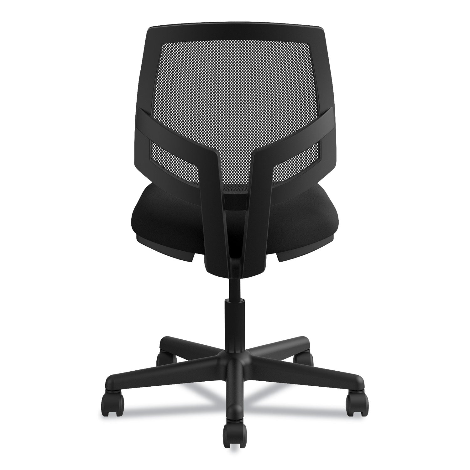 HON Volt Chair, Black Fabric Seat, Mesh Back, Black Frame, 360° Swivel, Pneumatic Height Adjustment, Tilt Tension, Synchro Tilt, Tilt Lock, Casters, No Armrests, 1 Each