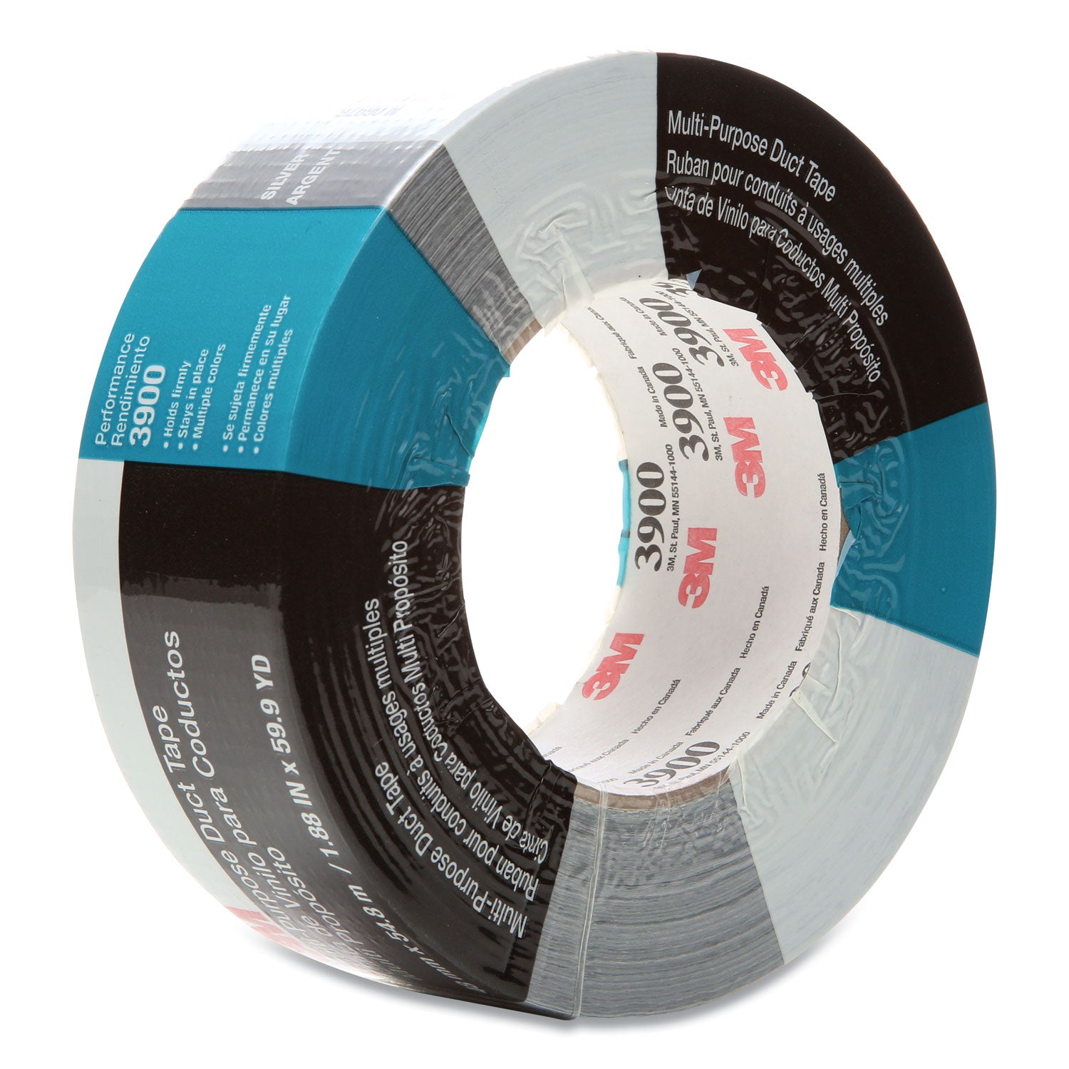 3M Multipurpose Utility-Grade Duct Tape - 60 yd Length x 1.88" Width x 7.6 mil Thickness - 3" Core - Silver - Polyethylene Coated Cloth Backing - For Wrapping, Sealing, Protecting - 1 Roll