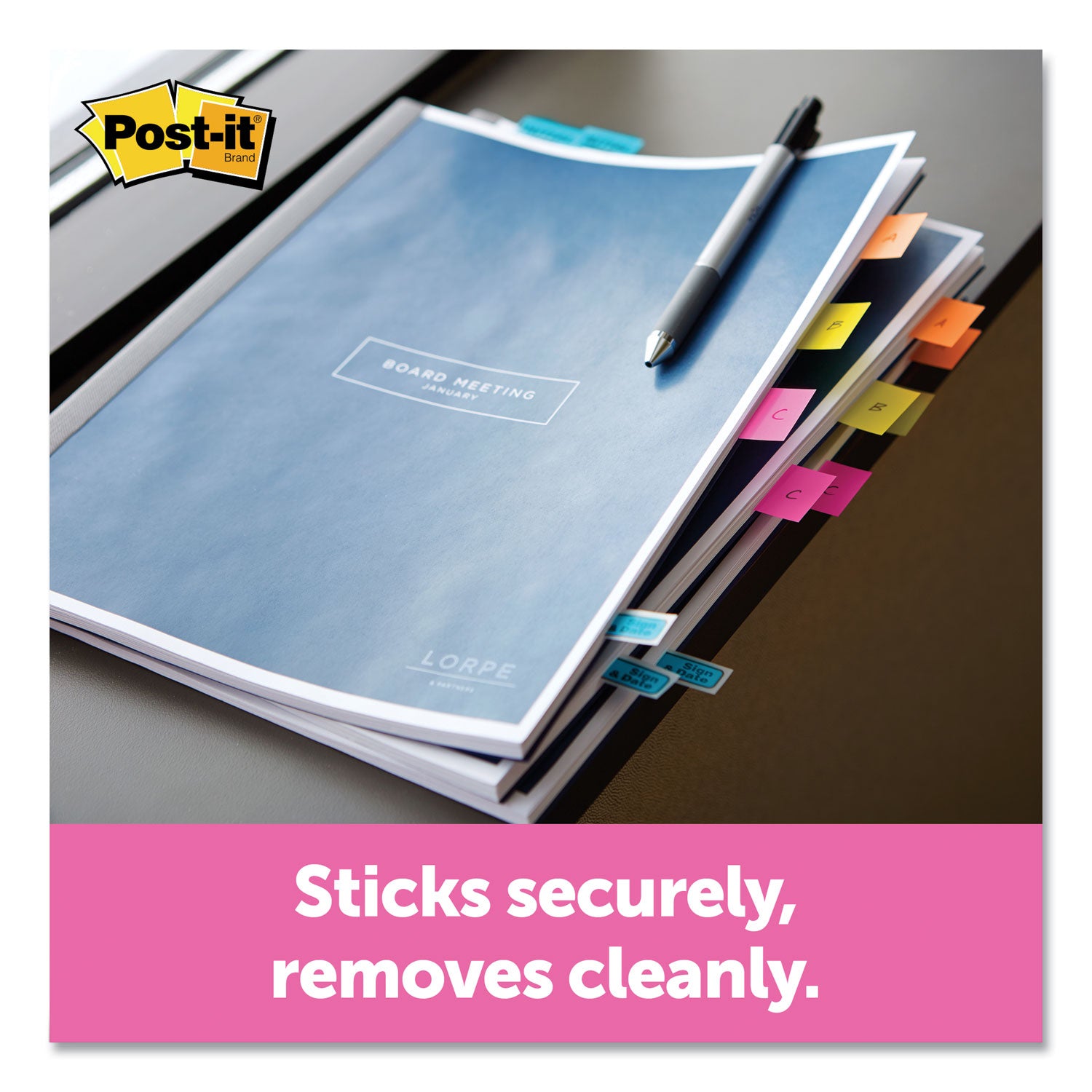 Post-it&reg; Flags in Desk Grip Dispenser - 200 - 1" Flag/Note Width x 1 3/4" Flag/Note Length - Rectangle - Unruled - Yellow - Removable, Self-adhesive - Dispenser Included - 200 / Pack