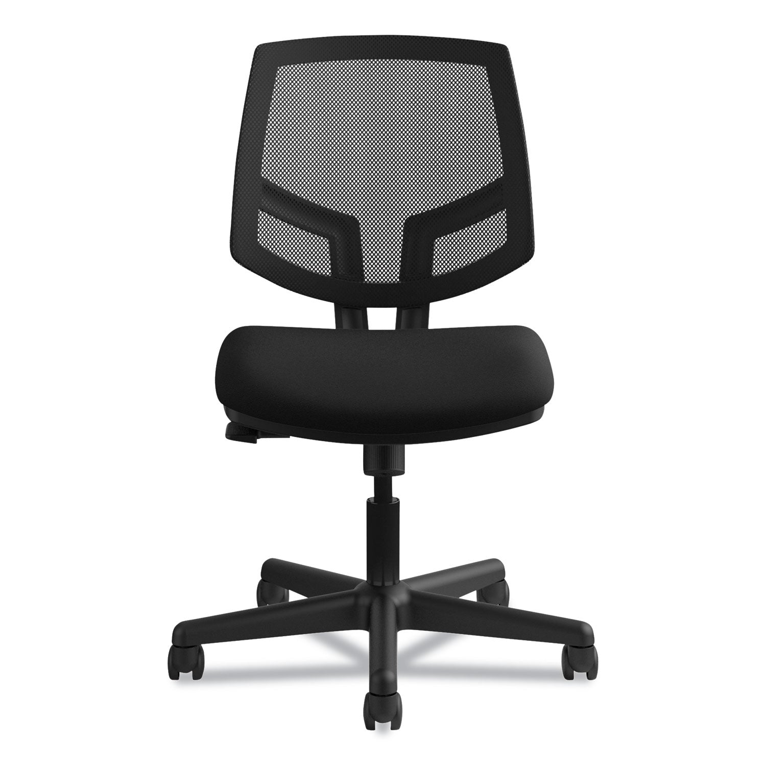 HON Volt Chair, Black Fabric Seat, Mesh Back, Black Frame, 360° Swivel, Pneumatic Height Adjustment, Tilt Tension, Synchro Tilt, Tilt Lock, Casters, No Armrests, 1 Each