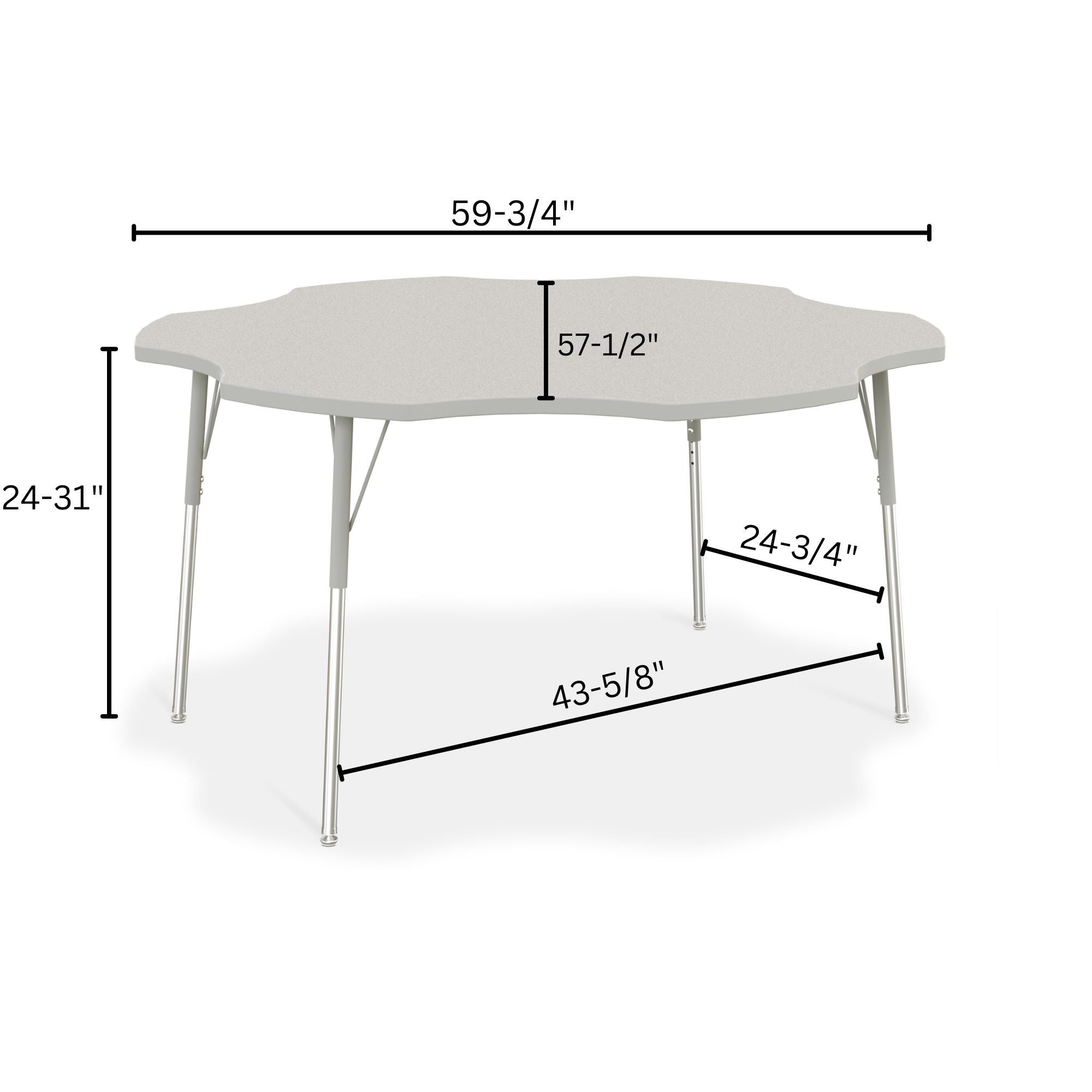 Berries® Six Leaf Activity Table - 60", A-height - Freckled Gray/Gray/Gray