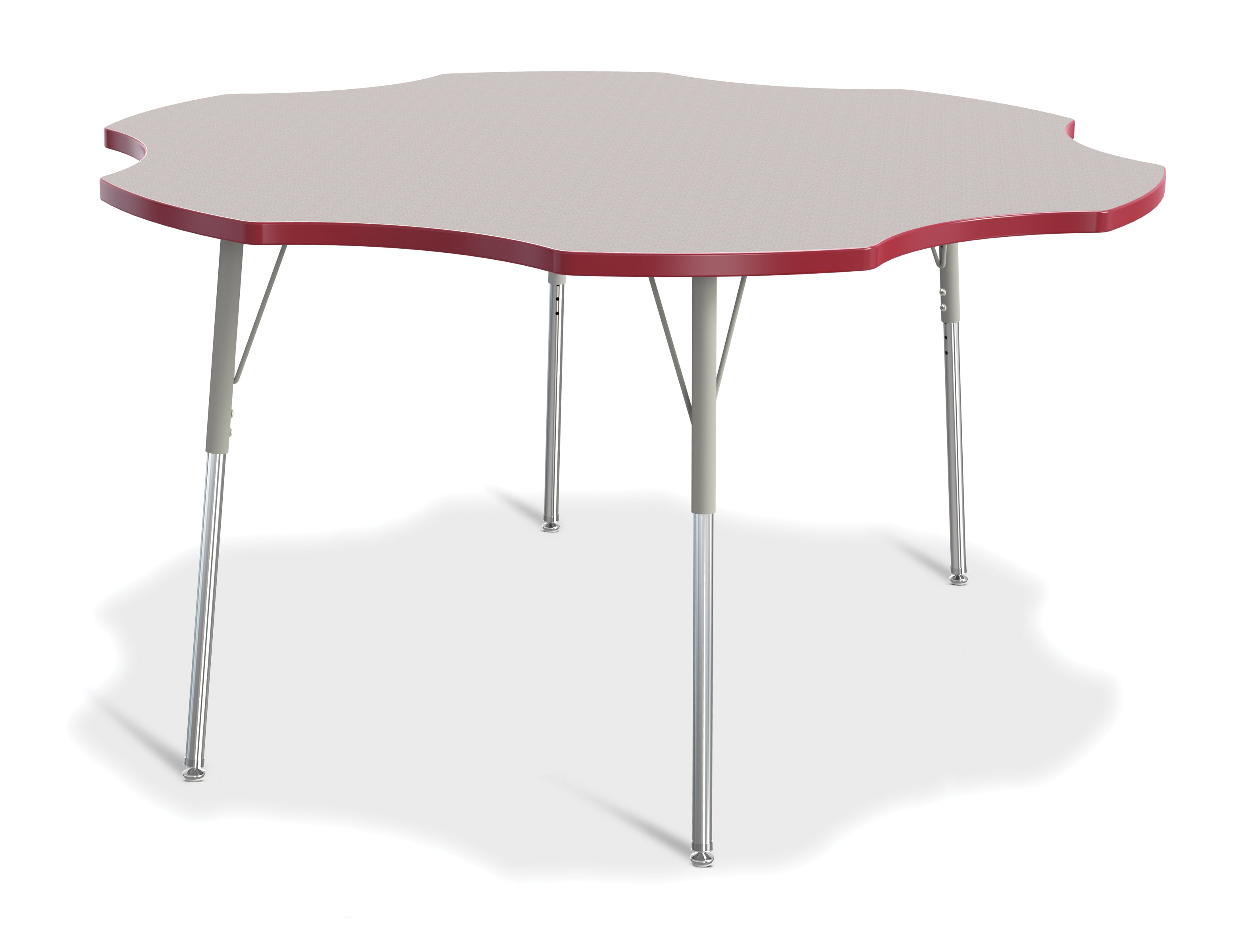 Berries® Six Leaf Activity Table - 60", A-height - Freckled Gray/Red/Gray