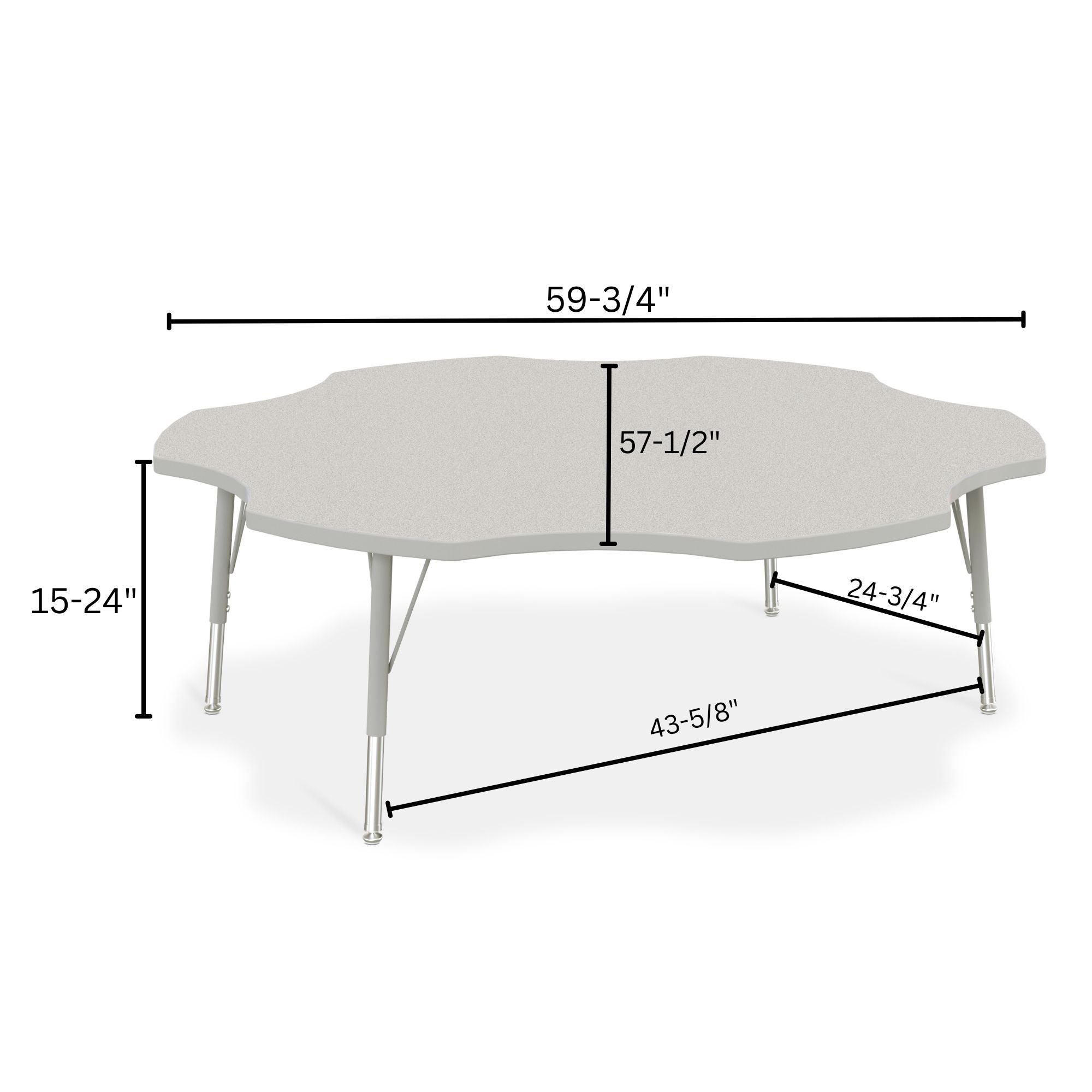 Berries® Six Leaf Activity Table - 60", E-height - Freckled Gray/Gray/Gray