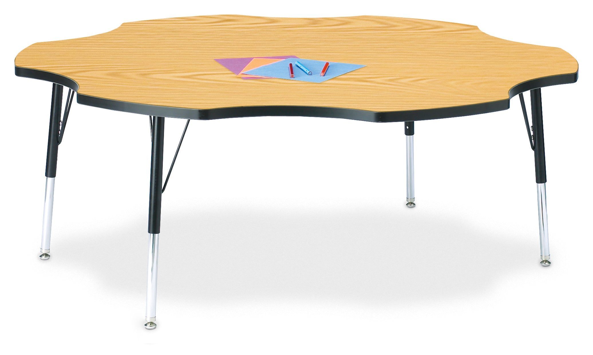 Berries® Six Leaf Activity Table - 60", E-height - Oak/Black/Black