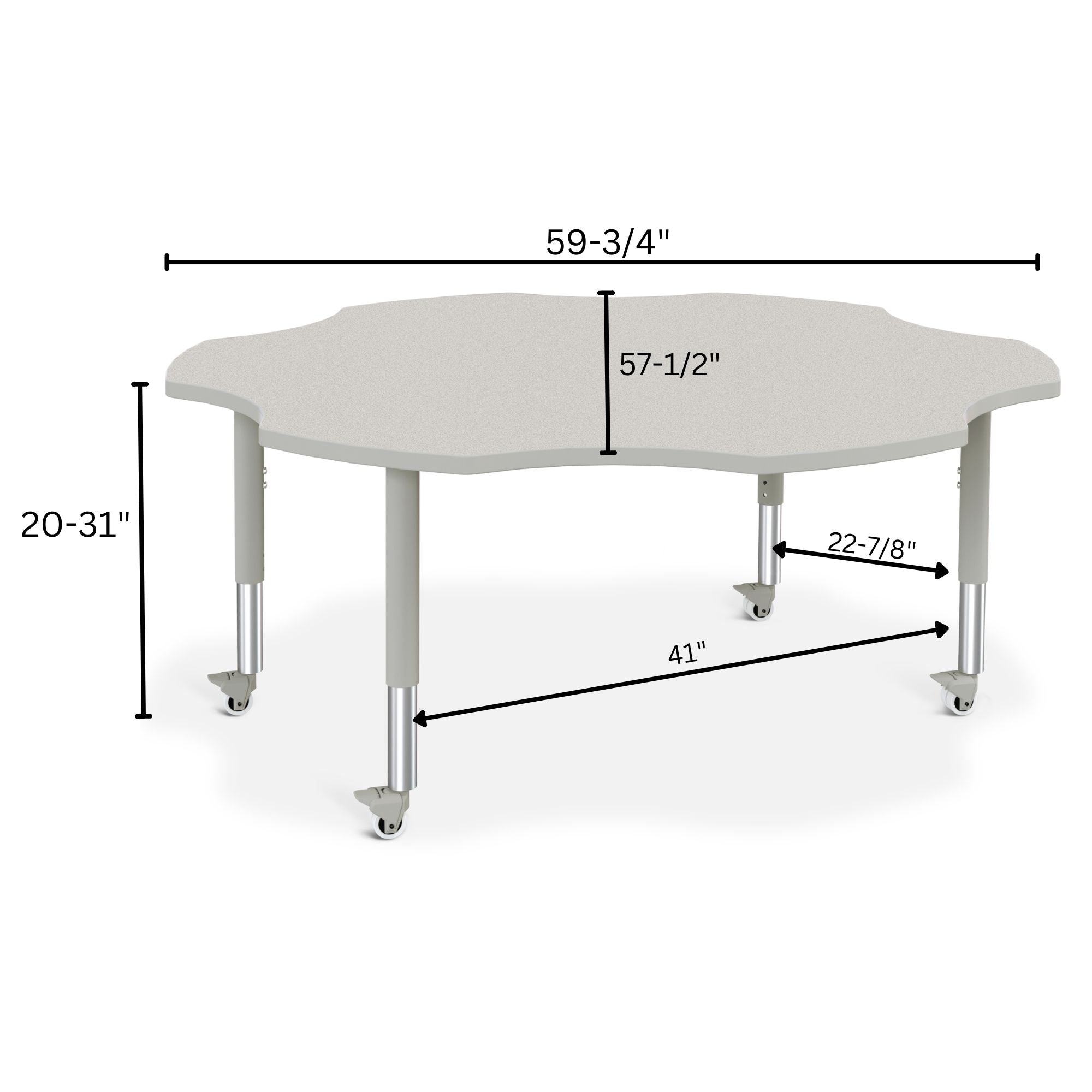 Berries® Six Leaf Activity Table - 60", Mobile - Freckled Gray/Gray/Gray