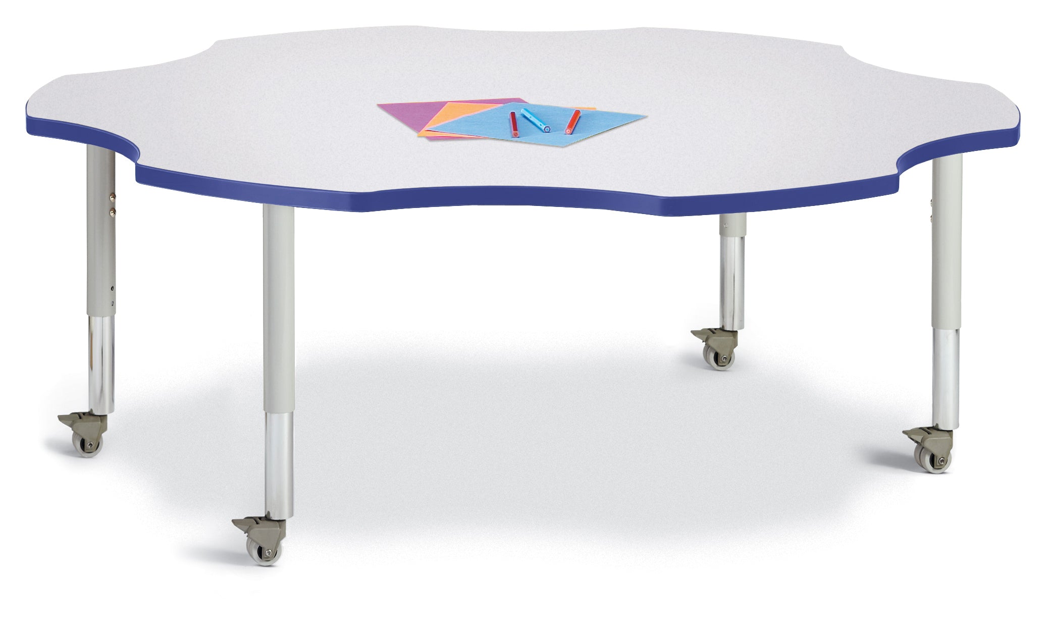 Berries® Six Leaf Activity Table - 60", Mobile - Freckled Gray/Blue/Gray