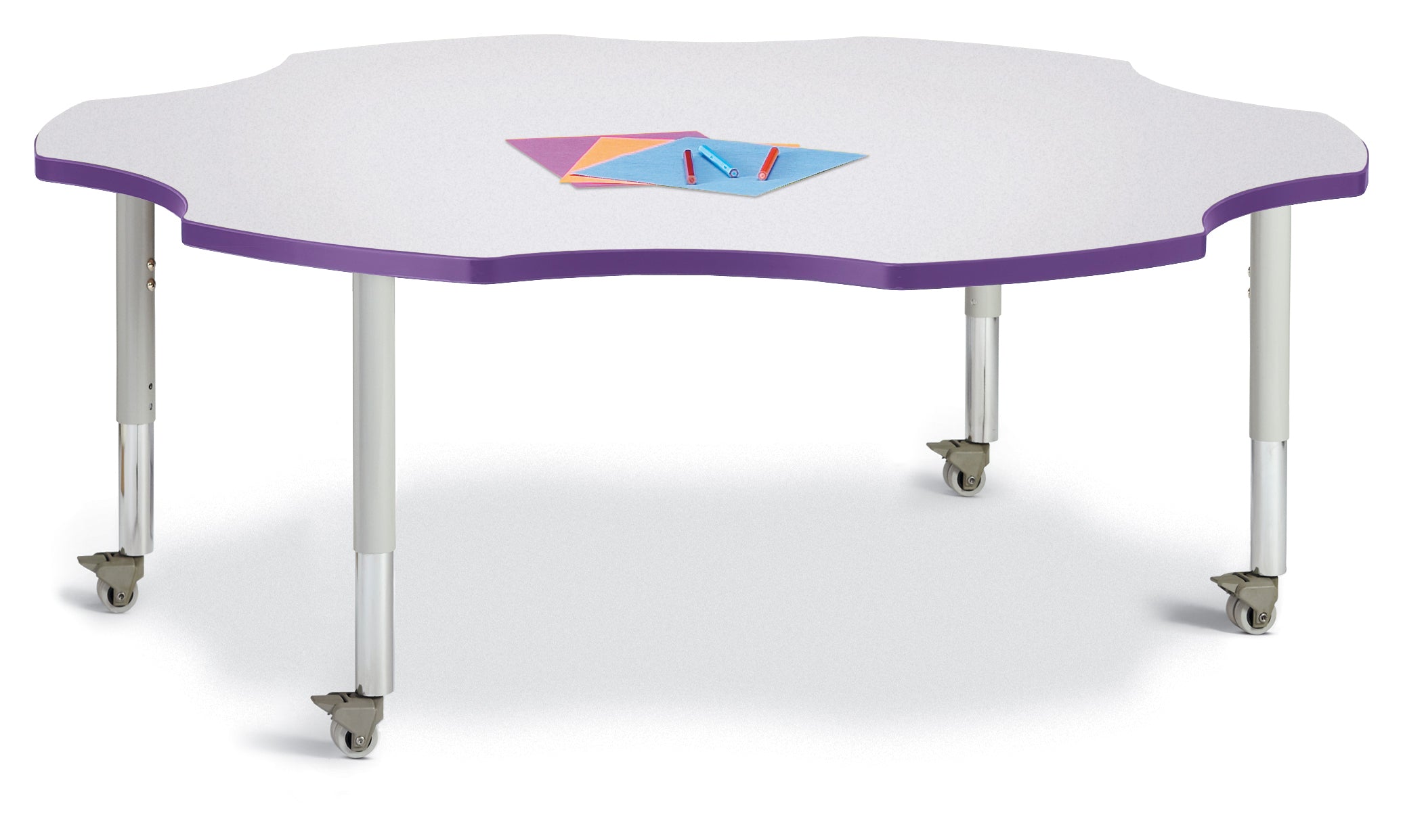 Berries® Six Leaf Activity Table - 60", Mobile - Freckled Gray/Purple/Gray