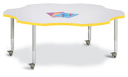 Berries® Six Leaf Activity Table - 60", Mobile - Freckled Gray/Yellow/Gray