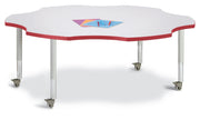 Berries® Six Leaf Activity Table - 60", Mobile - Freckled Gray/Red/Gray