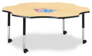 Berries® Six Leaf Activity Table - 60", Mobile - Maple/Black/Black