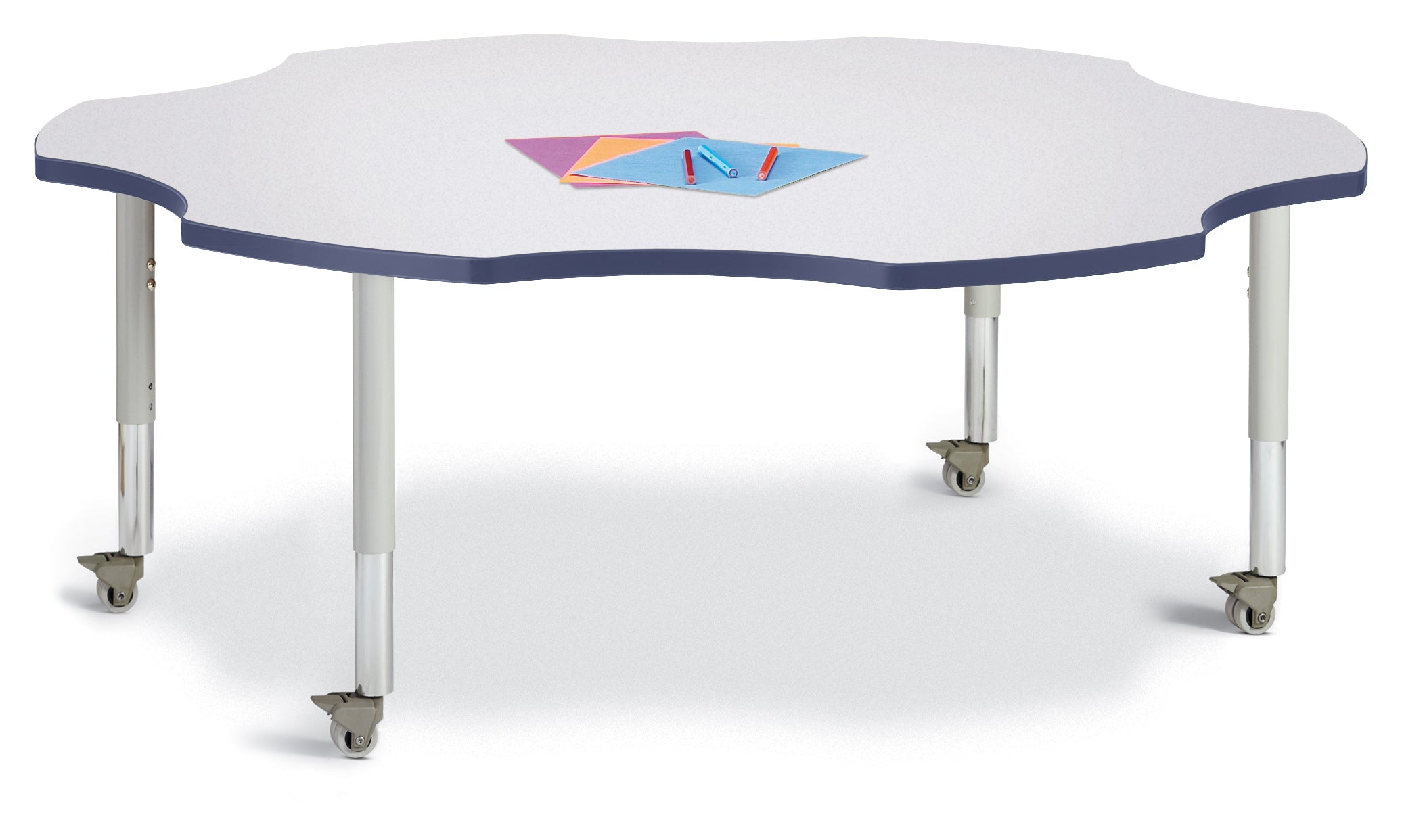 Berries® Six Leaf Activity Table - 60", Mobile - Freckled Gray/Navy/Gray