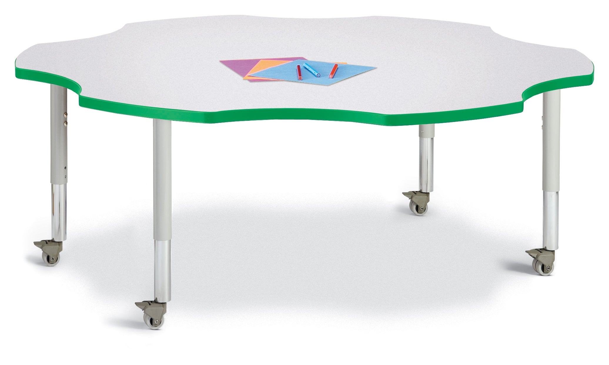 Berries® Six Leaf Activity Table - 60", Mobile - Freckled Gray/Green/Gray