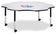 Berries® Six Leaf Activity Table - 60", Mobile - Freckled Gray/Black/Black