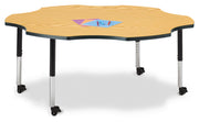 Berries® Six Leaf Activity Table - 60", Mobile - Oak/Black/Black