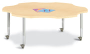 Berries® Six Leaf Activity Table - 60", Mobile - Maple/Maple/Gray