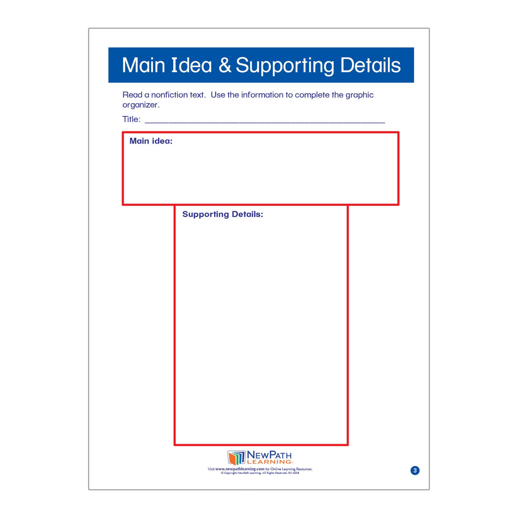Main Idea and Supporting Details Learning Center, Grade 3-5