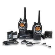 50 Radio Channels - 22 GMRS - Upto 158400 ft - Auto Squelch, Hands-free, Keypad Lock, Silent Operation - Alkaline - Black, Silver - 1 Each