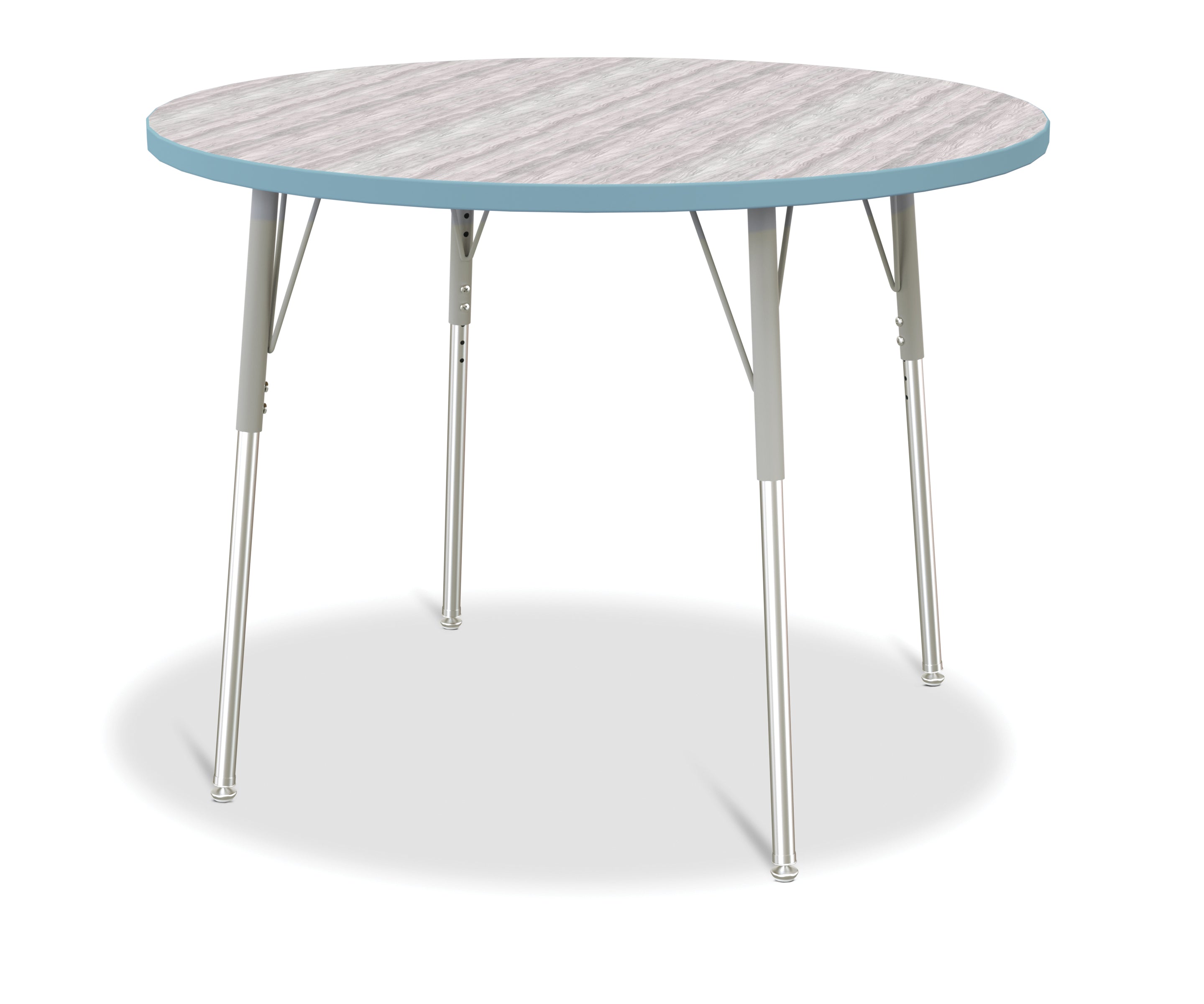 Berries® Round Activity Table - 42" Diameter, A-height - Driftwood Gray/Coastal Blue/Gray