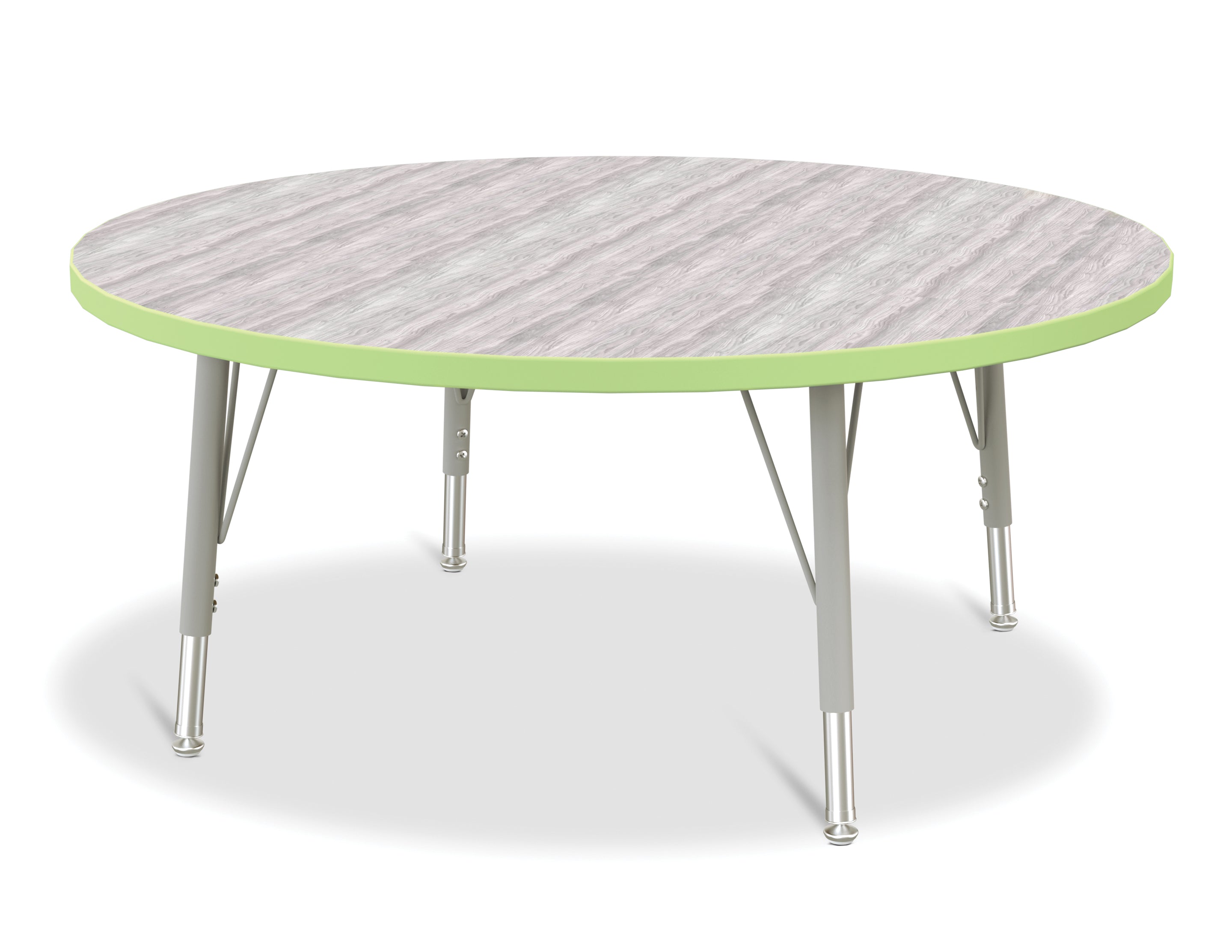 Berries® Round Activity Table - 42" Diameter, E-height - Driftwood Gray/Key Lime/Gray