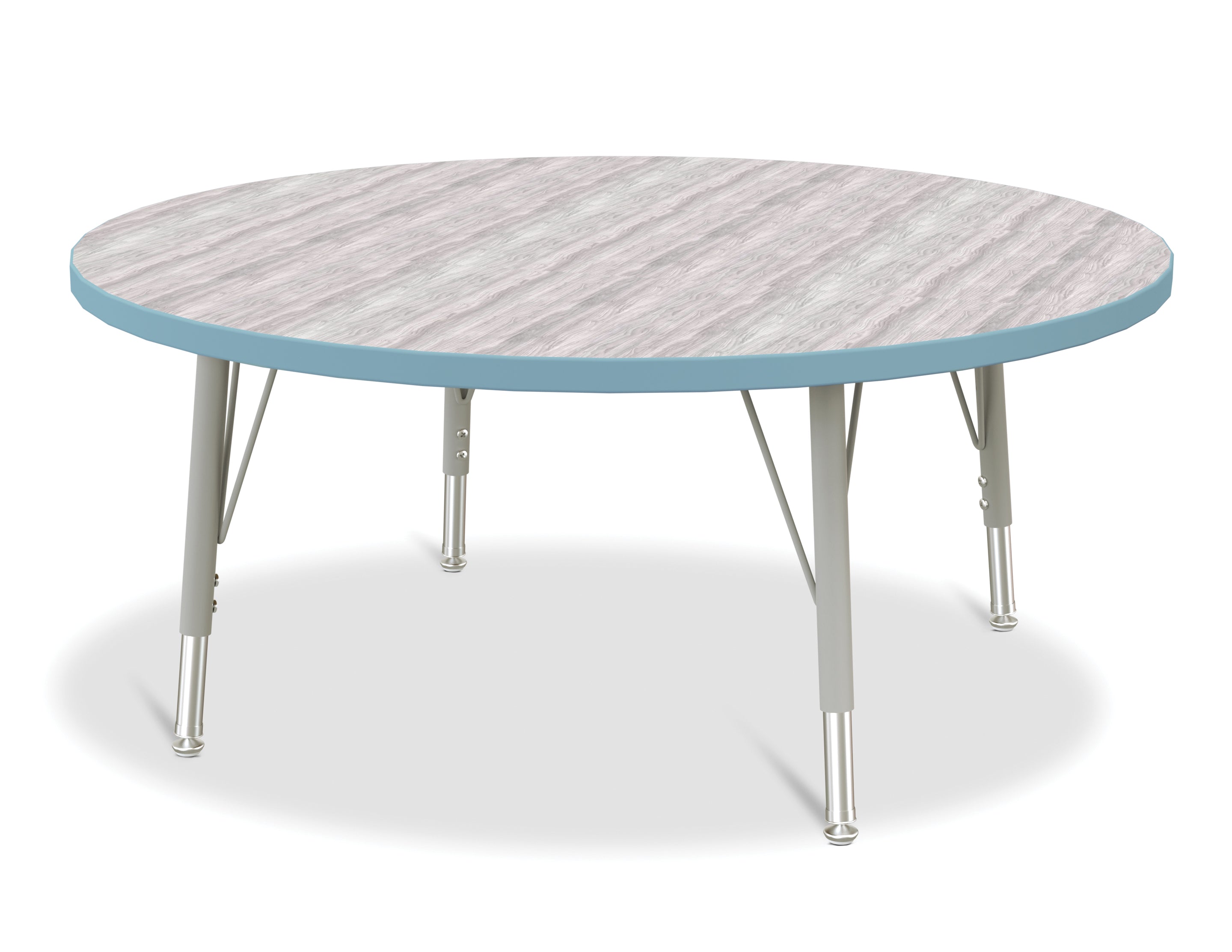 Berries® Round Activity Table - 42" Diameter, E-height - Driftwood Gray/Coastal Blue/Gray
