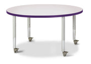 Berries® Round Activity Table - 42" Diameter, Mobile - Freckled Gray/Purple/Gray