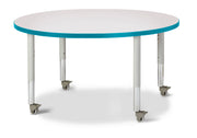 Berries® Round Activity Table - 42" Diameter, Mobile - Freckled Gray/Teal/Gray