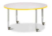 Berries® Round Activity Table - 42" Diameter, Mobile - Freckled Gray/Yellow/Gray