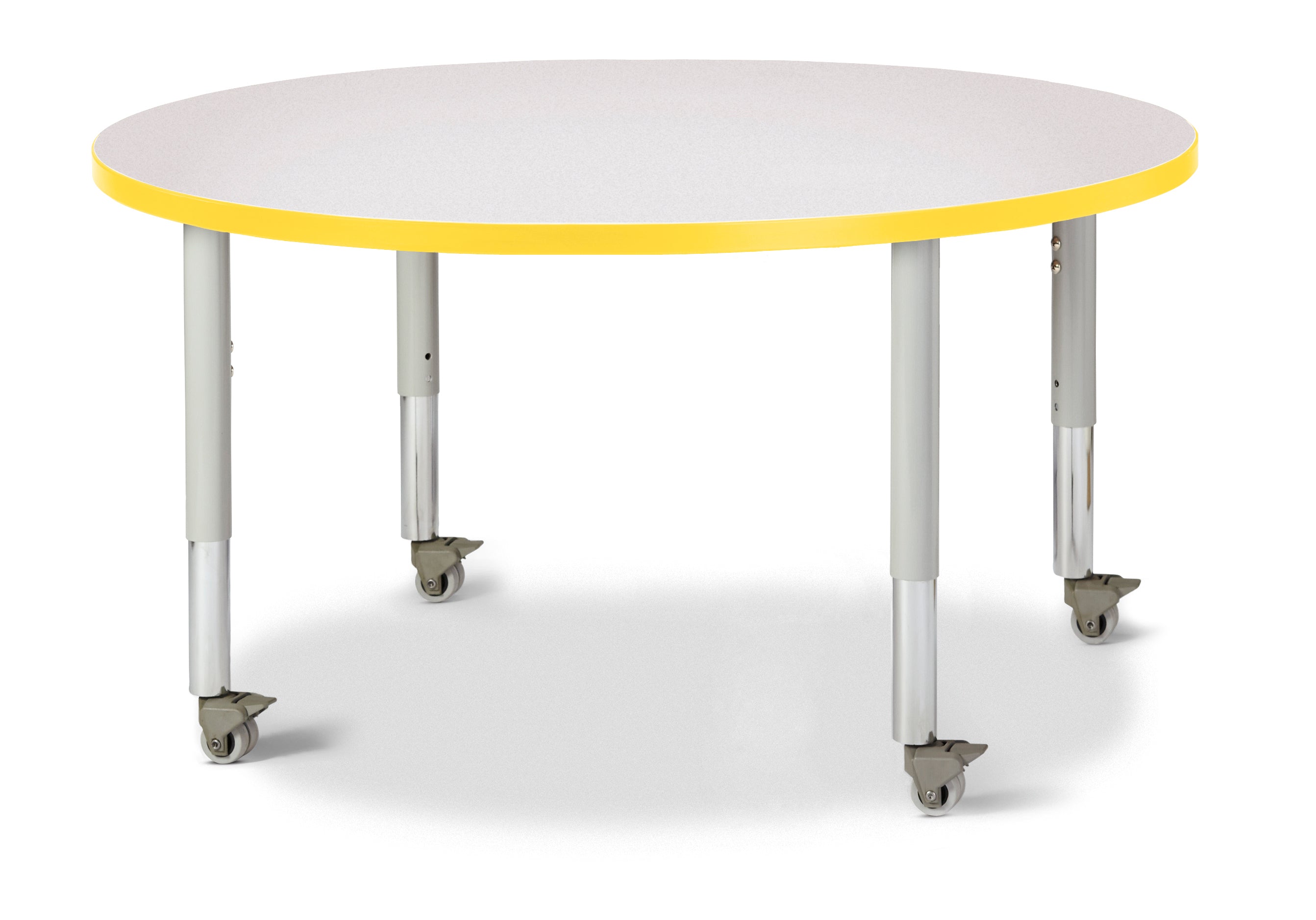 Berries® Round Activity Table - 42" Diameter, Mobile - Freckled Gray/Yellow/Gray