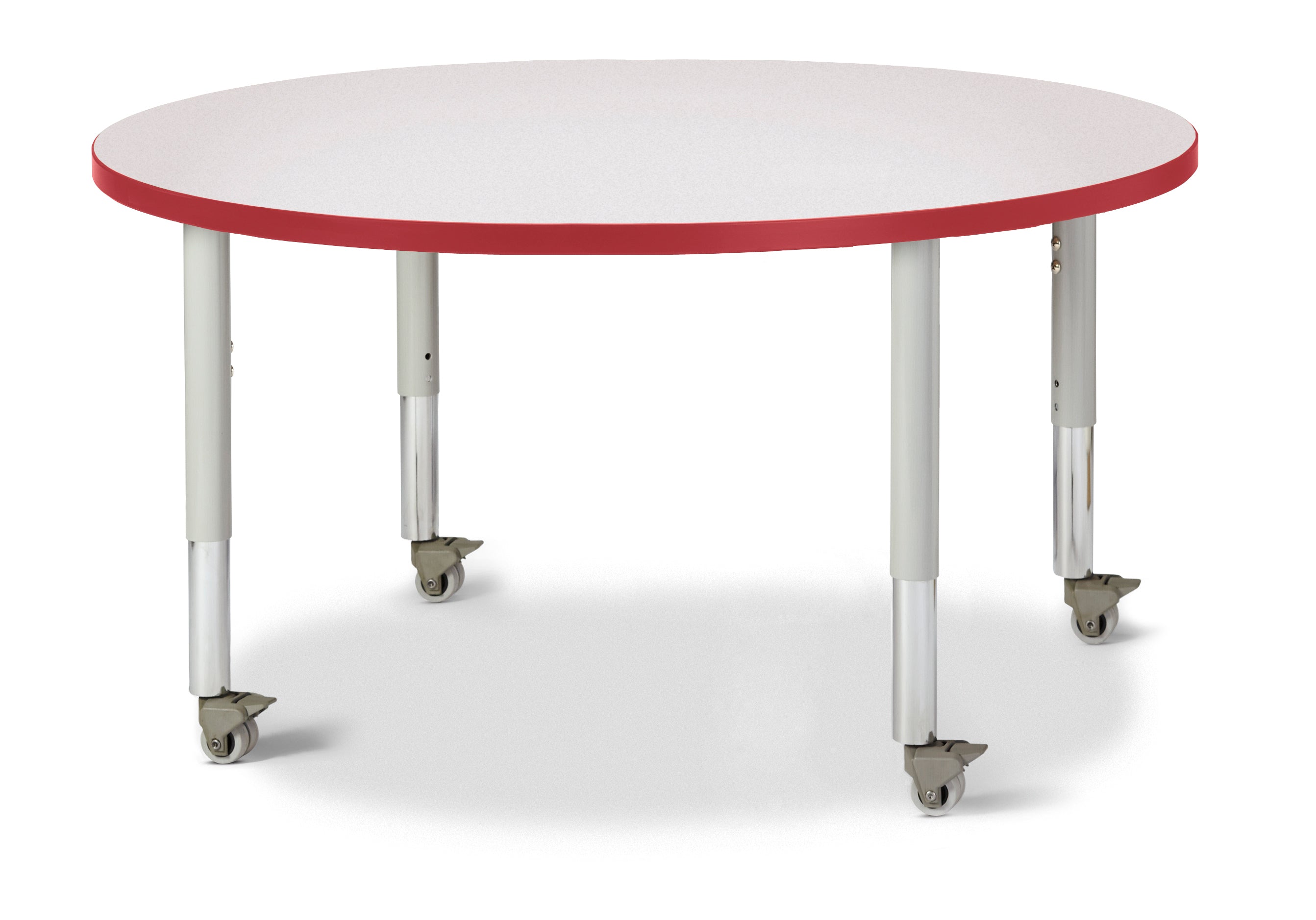 Berries® Round Activity Table - 42" Diameter, Mobile - Freckled Gray/Red/Gray
