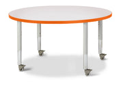 Berries® Round Activity Table - 42" Diameter, Mobile - Freckled Gray/Orange/Gray