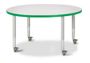 Berries® Round Activity Table - 42" Diameter, Mobile - Freckled Gray/Green/Gray