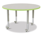 Berries® Round Activity Table - 42" Diameter, Mobile - Freckled Gray/Key Lime/Gray