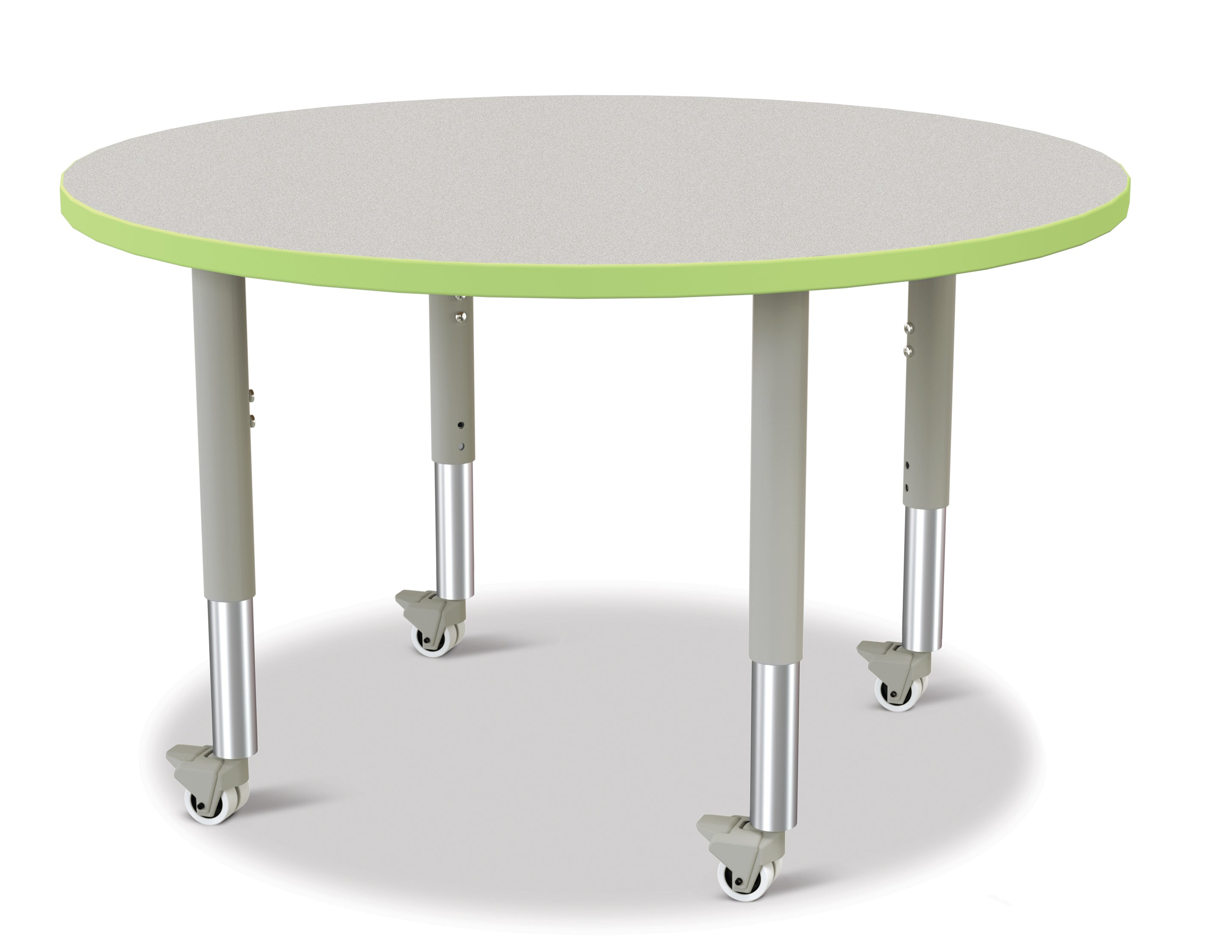 Berries® Round Activity Table - 42" Diameter, Mobile - Freckled Gray/Key Lime/Gray