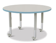 Berries® Round Activity Table - 42" Diameter, Mobile - Freckled Gray/Coastal Blue/Gray